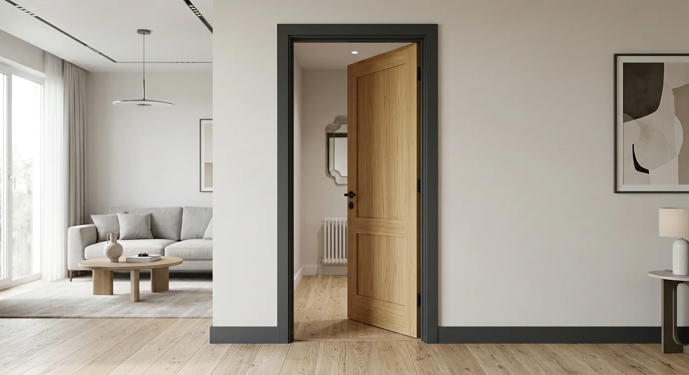 Modern konutta ahşap kapı ve alüminyum kasa uygulaması