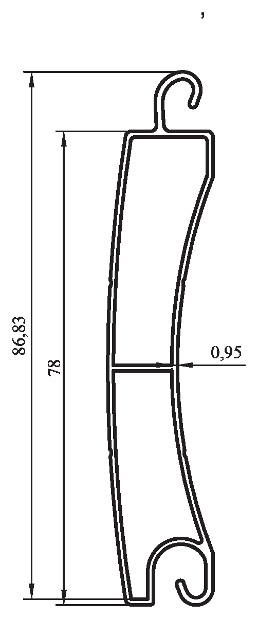 191221 - 78 mm gebogene Lamelle