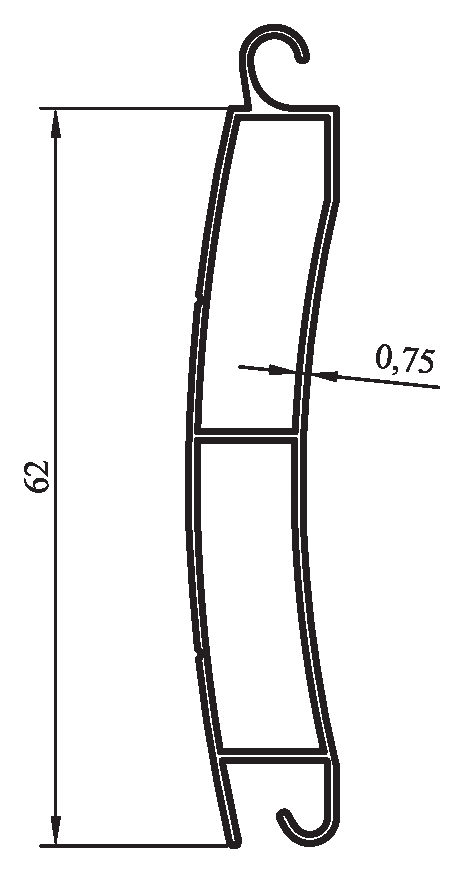 6156-075 - 62 mm kavisli lamel - 0,75 mm